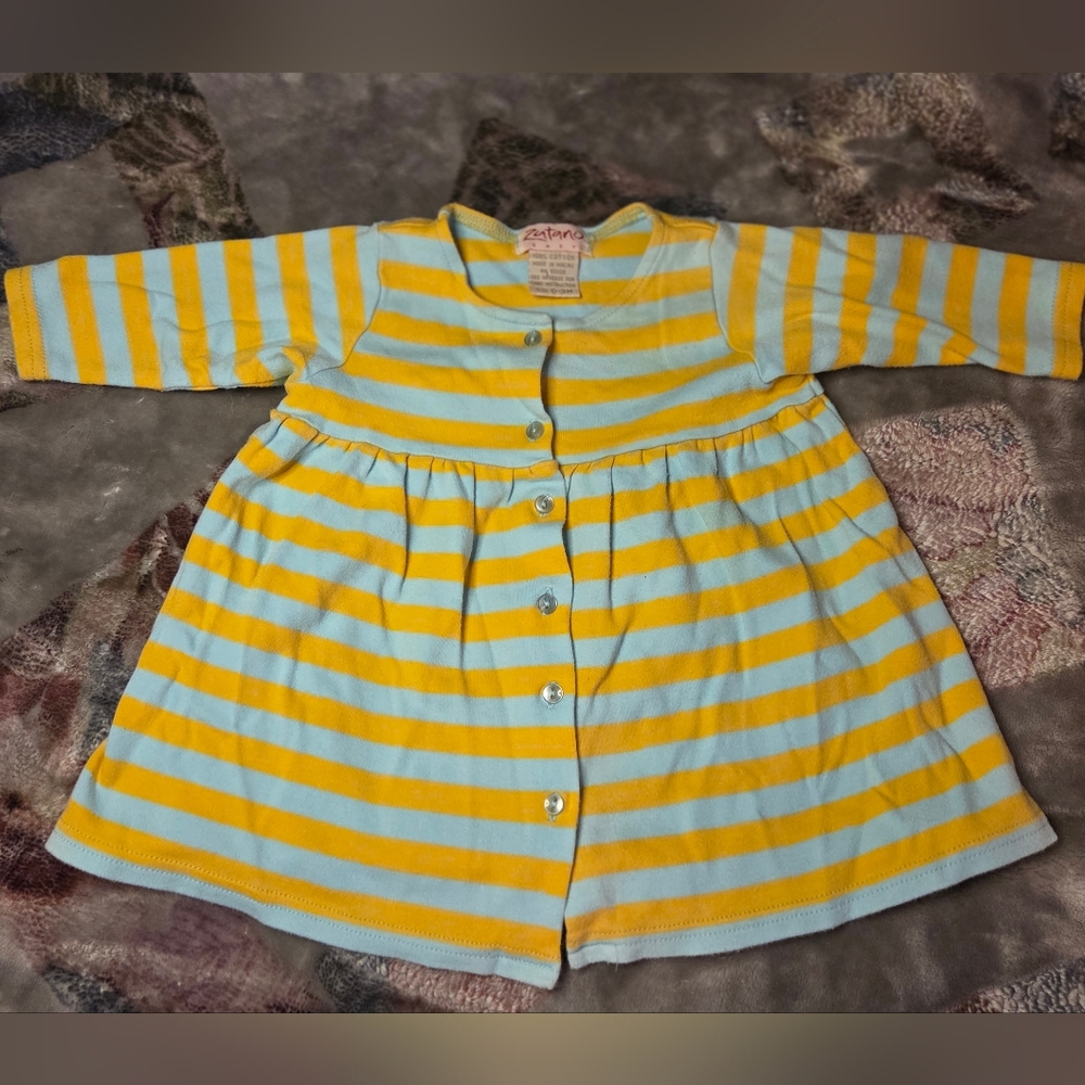 Zutano Yellow and Blue Striped Baby Dress